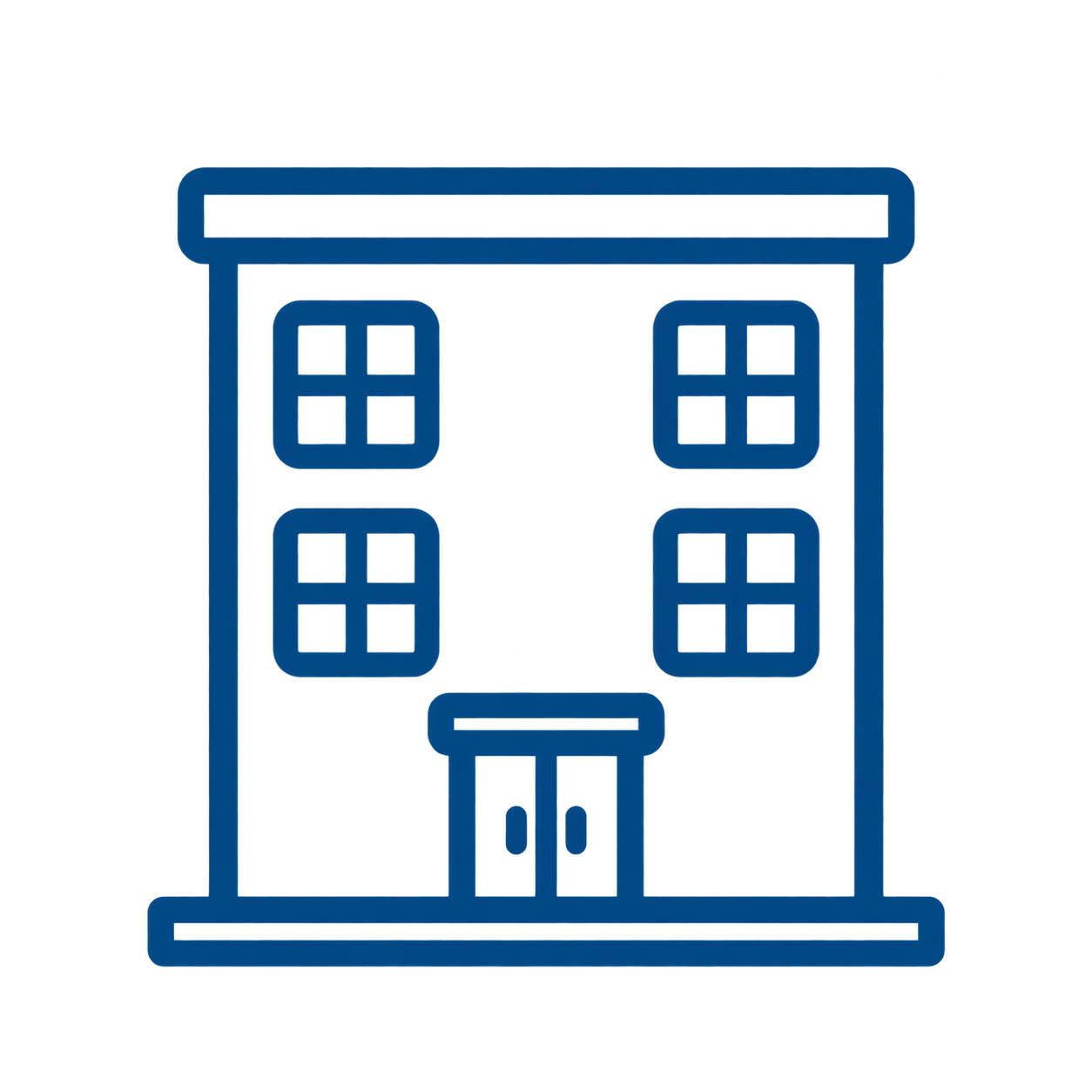 Three story apartment building icon